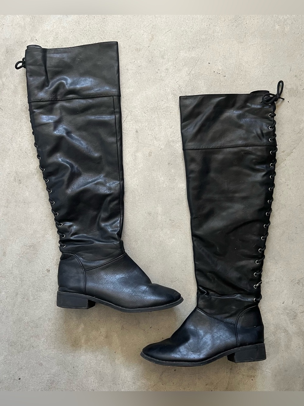 Women’s Black Lace-Up Over-the-Knee Riding Boots